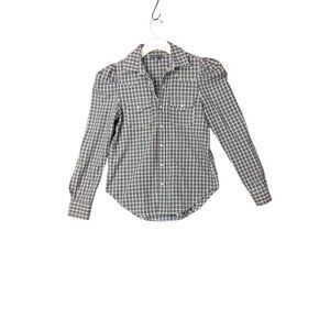 GREYSN Womens Button‎ Top SZ S Pearl Snaps Check Plaid Ruffle Prairie Western